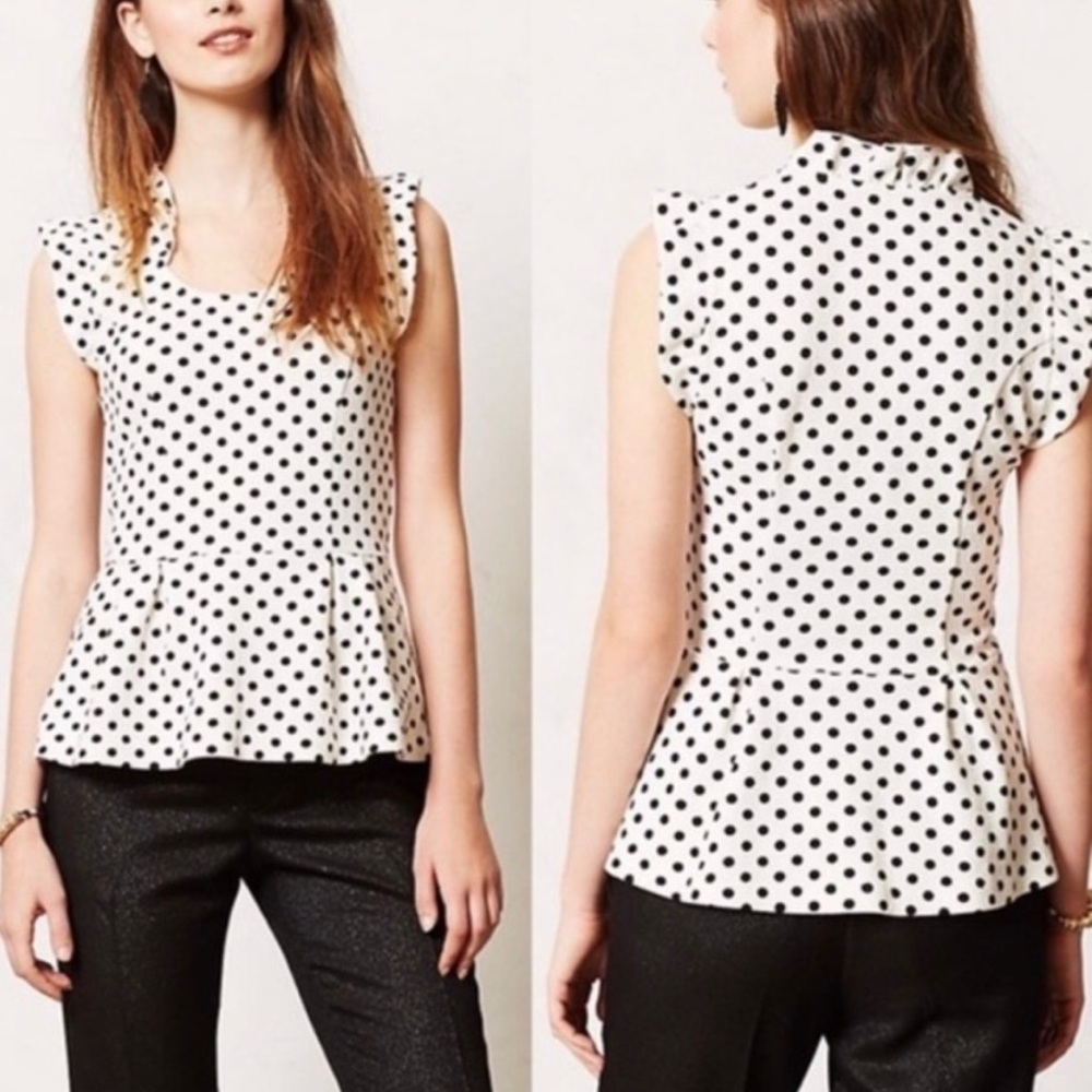 Anthropologie Postmark Black and White Peplum Top